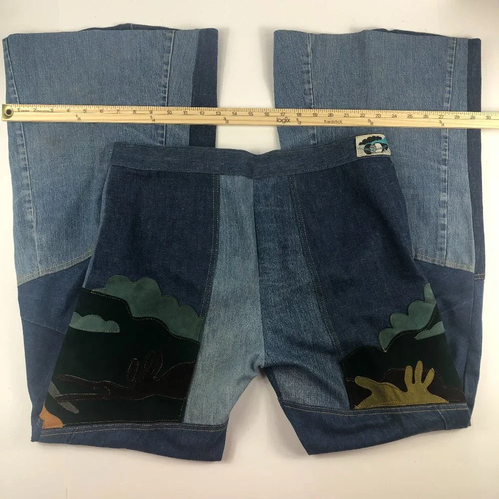 Antonio Giuseppe Vintage 1976 One-of-A-Kind Denim & Leather Suit Hippie Rare